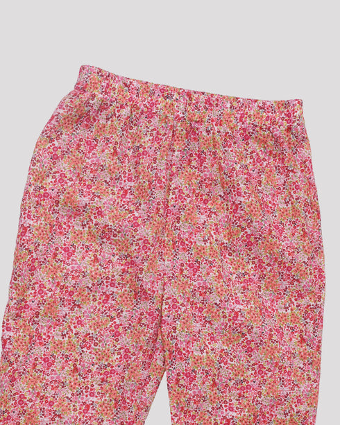 Pijama din bumbac fin cu flori rosii